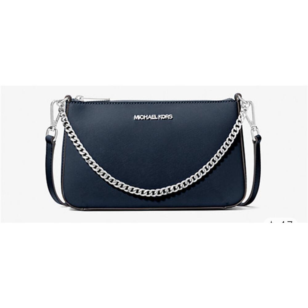 MICHAEL KORS/Jet Set Medium Saffiano Leather Crossbody Bag- Navy